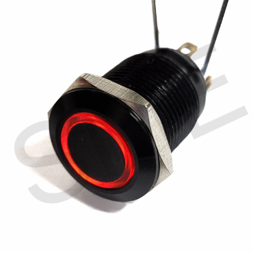 QN12-C1(B) LED 레드 블랙바디 푸쉬 방수 메탈스위치 (KC인증)